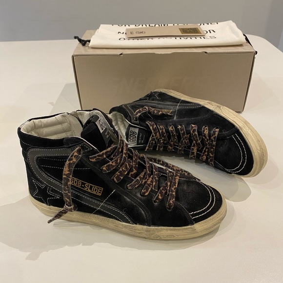 Golden Goose Slide Sneaker in Black Suede/Silver sz 37 New in Box - Picture 11 of 16